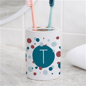 Stencil Polka Dots Personalized Ceramic Toothbrush Holder - 38109