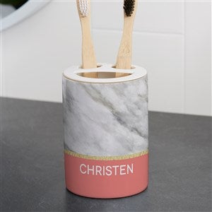 Marble Chic Personalized Ceramic Toothbrush Holder - 38111