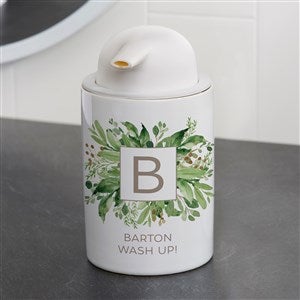 Spring Greenery Monogram Personalized Ceramic Soap Dispenser - 38132