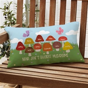 Mushroom Family Personalized Lumbar Outdoor Throw Pillow - 12” x 22” - 38163-LB