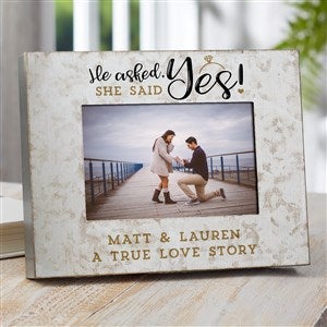 He Asked, She Said Yes Personalized Galvanized Metal Picture Frame- 4x 6 - 38178-4x6H