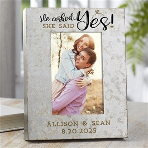 He Asked, She Said Yes Personalized Galvanized Metal Picture Frame- 4quot;x 6quot; - 38178-4x6V