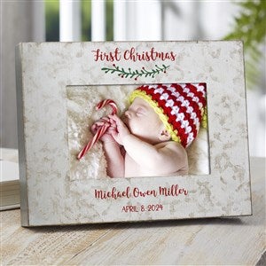 Holly Branch First Christmas Personalized Galvanized Picture Frame- 4quot;x 6quot; - 38179-4x6H
