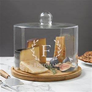 Laurel Initial Personalized Cake Dome with Acacia Wood Base - 38211