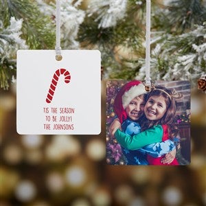 Choose Your Icon Personalized Square Photo Ornament- 2.75quot; Metal - 2 Sided - 38235-2M