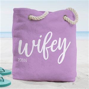 Wifey  Hubby Personalized Terry Cloth Beach Bag- Large - 38248-L
