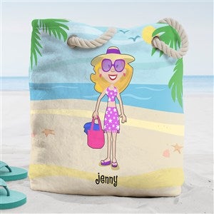 Summer Family Characters Personalized Beach Bag- Large - 38274-L