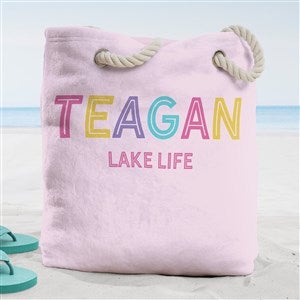Girls Colorful Name Personalized Beach Bag- Large - 38275-L