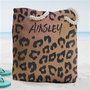 Leopard Print Personalized Beach Bag- Large - 38278-L