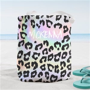 Leopard Print Personalized Beach Bag- Small - 38278-S