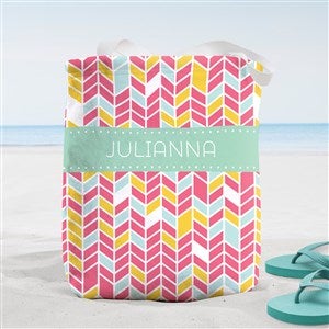 Geometric Personalized Terry Cloth Beach Bag- Small - 38284-S