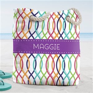 Geometric Personalized Terry Cloth Beach Bag- Large - 38284-L