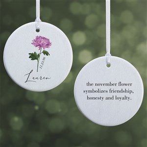 Birth Month Flower Personalized Ornament- 2.85" Glossy - 2 Sided - 38377-2
