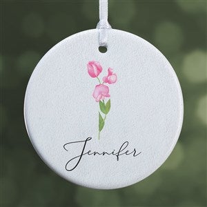 Birth Month Flower Personalized Ornament- 2.85quot; Glossy - 1 Sided - 38377-1