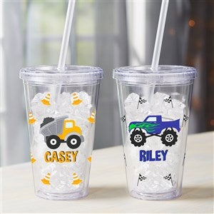 Construction  Monster Trucks Personalized 17 oz. Acrylic Insulated Tumbler - 38432