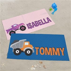 Construction & Monster Trucks Personalized 30x60 Beach Towel - 38434