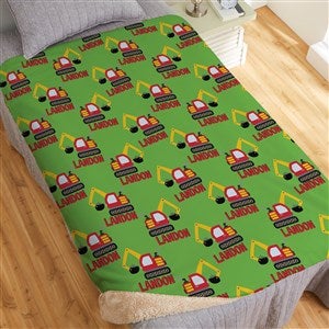 Construction  Monster Trucks Personalized 50x60 Sherpa Blanket - 38445-S