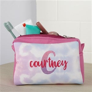 Ombre Initial Embroidered Tie Dye Makeup Bag - 38455