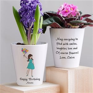 Birthday Balloons philoSophies® Personalized Mini Flower Pot - 38529