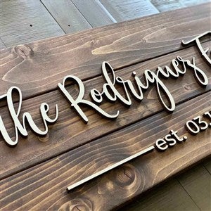 Personalized Wooden Pallet Curly Script Family Sign - Large - 38568D-L