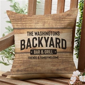 Backyard BBQ Personalized Outdoor Throw Pillow - 16”x 16” - 38593