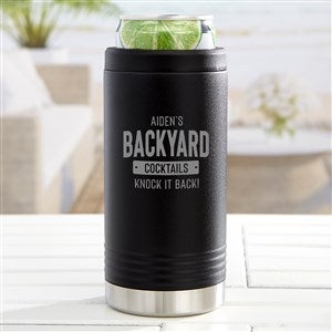 Backyard Bar  Grill Personalized Stainless Insulated Slim Can Holder- Black - 38600-B