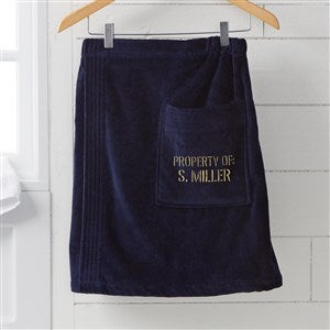Authentic Mens Embroidered Navy Velour Towel Wrap - 38613