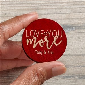 Love You More Personalized Wood Pocket Token- Red Stain - 38667-R