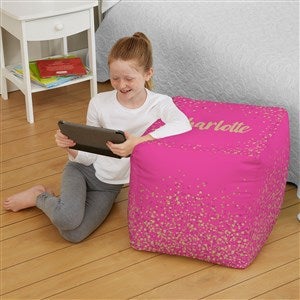 Sparkling Name Personalized Cube Ottoman - Large 18quot; - 38772D-L