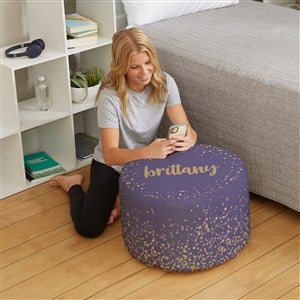 Sparkling Name Personalized Round Ottoman - 20.5 x 20.5 x 13 - 38782D