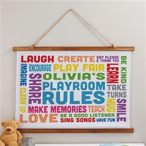 Playroom Rules Personalized Wood Topped Tapestry - 36x26 - 38983D-H