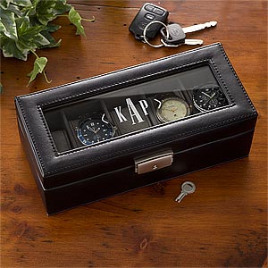 Vegan Leather 5 Slot Personalized Watch Box- Monogram - 3901-M
