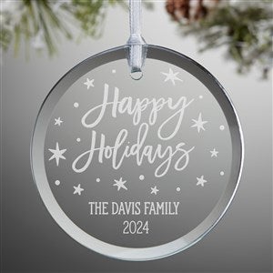 Holiday Greetings Personalized Glass Ornament - 39121