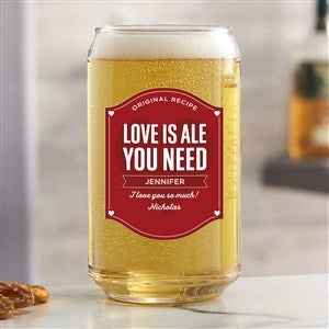 Beer My Valentine Personalized Printed 16oz. Beer Can Glass - 39133-B