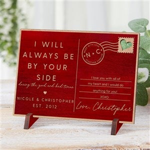 By Your Side Personalized Wood Postcard-Red - 39142-R