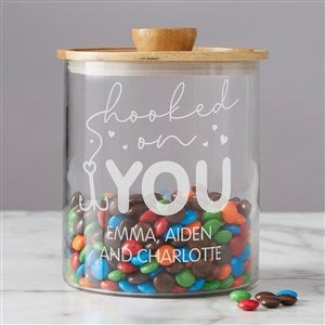 Hooked on You Personalized Glass Container with Acacia Lid - Large - 39240-L