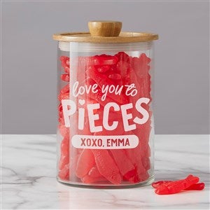 Love You to Pieces Personalized Glass Container with Acacia Lid - Medium - 39241