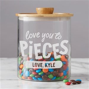 Love You to Pieces Personalized Glass Container with Acacia Lid - Large - 39241-L