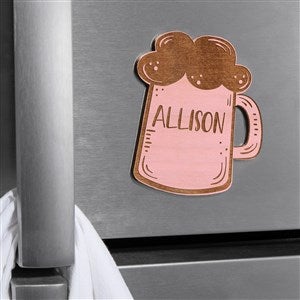 Beer Mug Personalized Wood Magnet - Pink Stain - 39263-P