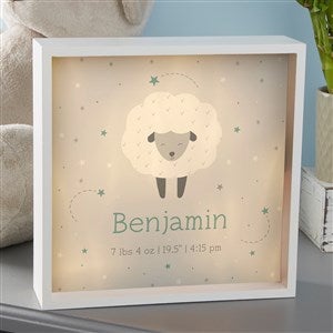 Baby Sheep Personalized Ivory LED Shadow Box- 10x 10 - 39339I-10x10