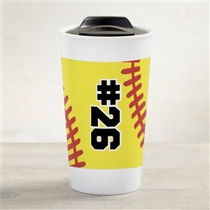 Softball Personalized 12 oz. Double-Wall Ceramic Travel Mug - 39464