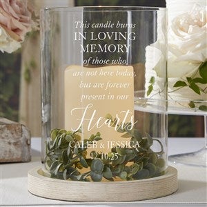 Wedding Memorial Personalized Wedding Hurricane with Whitewashed Wood Base - 39664