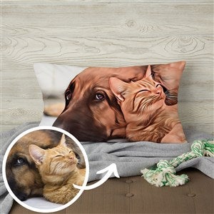 Cartoon Your Pet Personalized Photo Lumbar Throw Pillow - 39866-LB