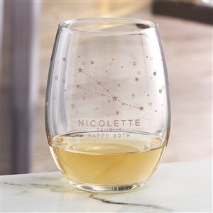 Zodiac Constellations Personalized Stemless Wine Glass - 39953-S