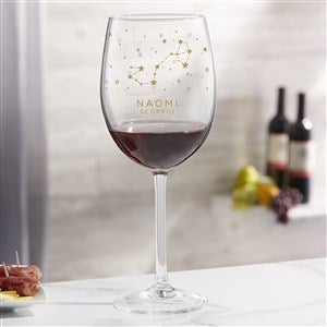 Zodiac Constellations Personalized Red Wine Glass - 39953-R