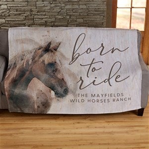 Born To Ride Horses Personalized 50x60 Plush Fleece Blanket - 39972-F