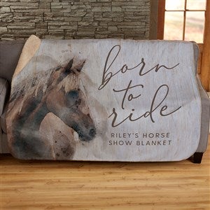 Born To Ride Horses Personalized 50x60 Sherpa Blanket - 39972-S