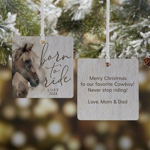 Born To Ride Horses Personalized Ornament- 2.75 Metal - 2 Sided - 39978-2M