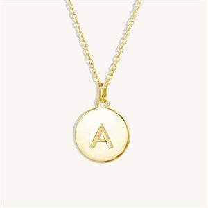 Engraved Gold Initial Disc Necklace - 1 Disc - 39985D-1G