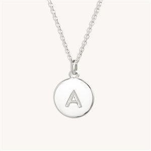 Engraved Silver Initial Disc Necklace - 1 Disc - 39985D-1S